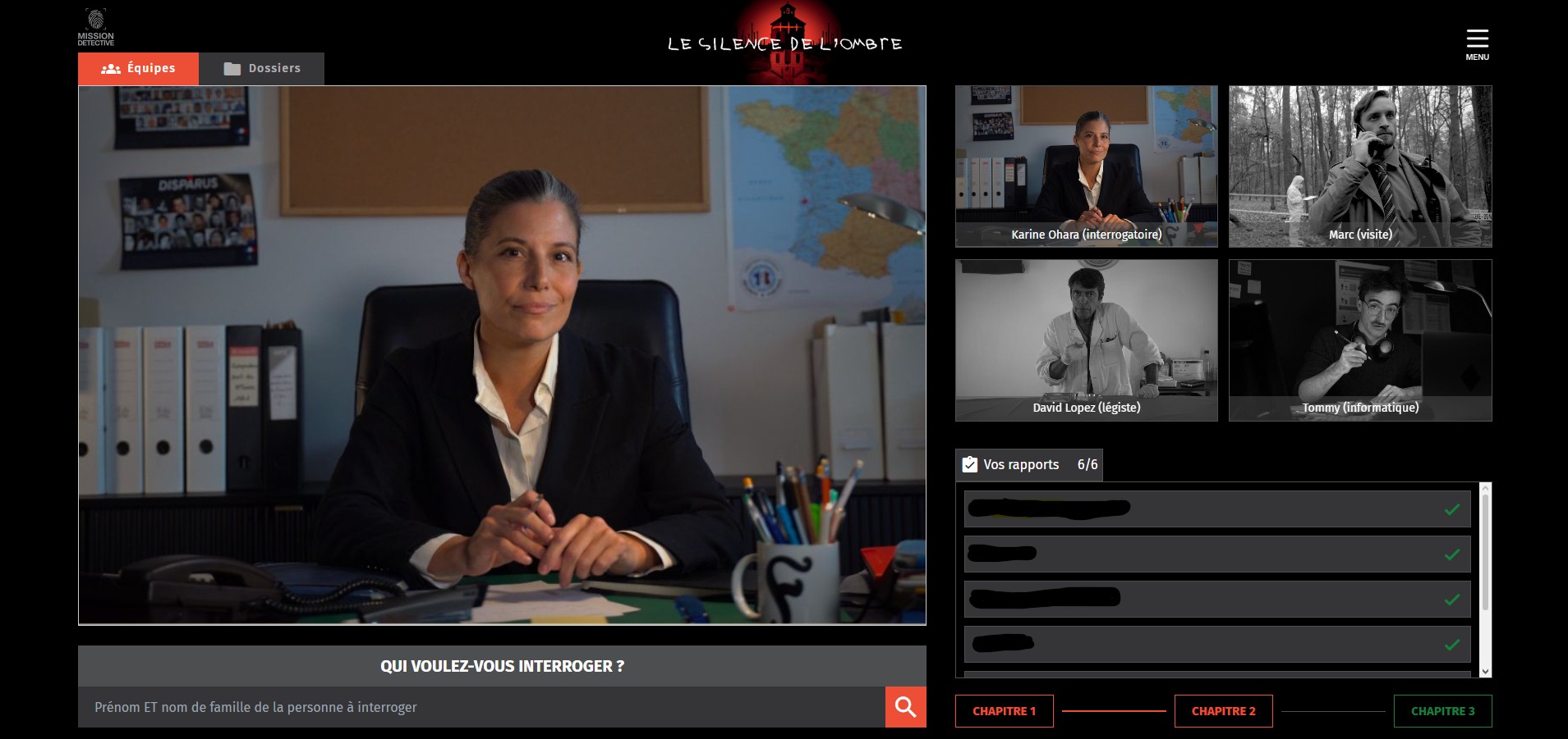 mission detective le silence de l'ombre plateforme application